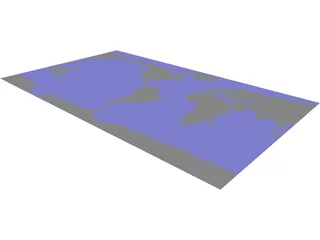 World Earth Flat with States 3D Model