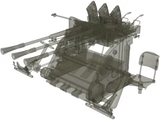 Type 96 Japanese Triple AA Gun (25 mm) 3D Model