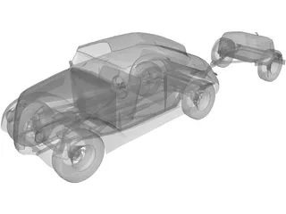 Ford Cabriolet with Trailer (1937) 3D Model