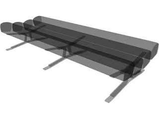 Bench Daybed 4 Roll 3D Model