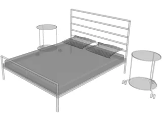 IKEA Heimdal Bed and Sidetable 3D Model