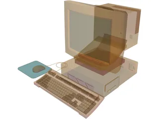 Computer Desktop with Mouse 3D Model