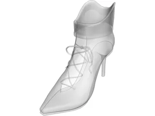 High Heel Shoe with Lace 3D Model