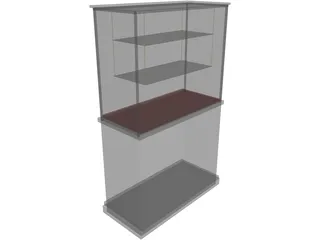 Glass Vitrine with Wooden Base 3D Model