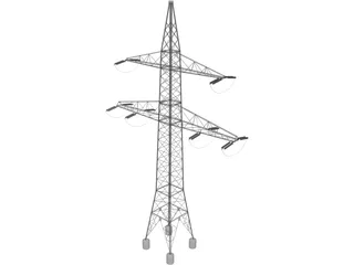 High Voltage Electric Power Transmission Pylon 3D Model