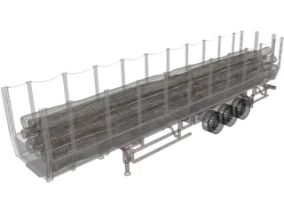 Logging Truck Trailer 3D Model