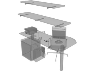Office Work Space 3D Model