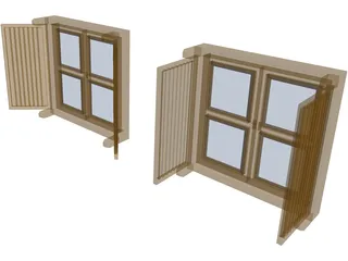 Double Shutter Window 3D Model