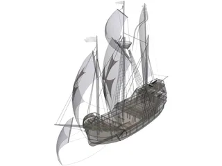 Santa Maria Sailing Ship 3D Model