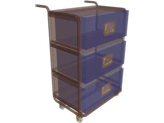 Trolley with removable drawer units 3D Model