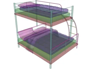 Double Bunk Bed 3D Model