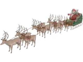 Santa and Sleigh 3D Model