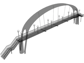 Suspension Arch Walkway Bridge 3D Model