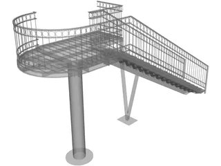 Stairs with Pedestal 3D Model