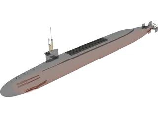 Ohio SSBN Nuclear Ballistic Missile Submarine 3D Model