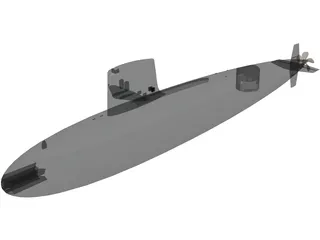 Skipjack SSN Submarine 3D Model