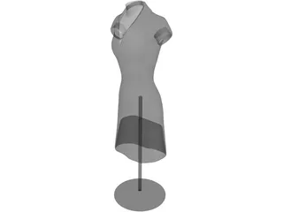 Female Mannequin Bust and Dress 3D Model