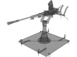 Type-96 Single AA-Gun 3D Model