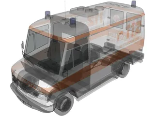 Mercedes-Benz Vario 614D German Ambulance 3D Model