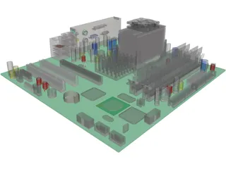 Computer Motherboard 3D Model