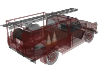 Peugeot Pickup Fire Truck 3D Model