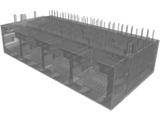 RJ-45 Connector 1x4 3D Model