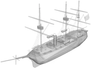 Esmeralda Wooden Ship 3D Model