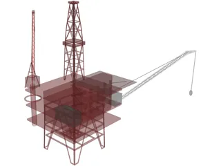 Oil Rig Sea 3D Model