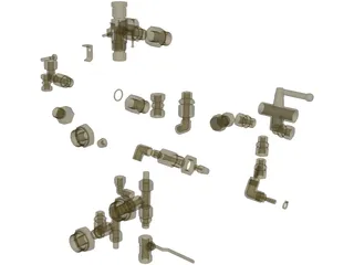 Pipe Couplings Set 3D Model