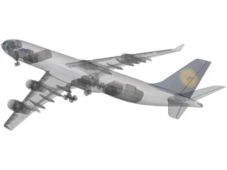 Airbus A340-300 Lufthansa 3D Model