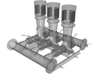 Grundfos Pump Set 3D Model