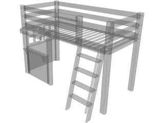 Loft Bed Children with Store 3D Model