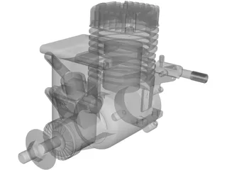 RC OS .50 Engine with Pitts Muffler 3D Model