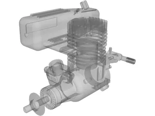 RC OS .50 Engine with Standard Muffler 3D Model