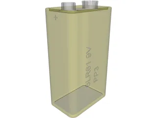PP3 Battery 3D Model