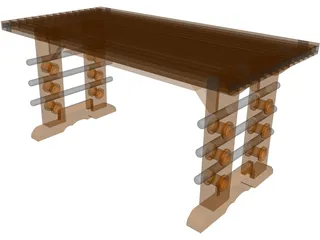 Butcher Block Table 3D Model