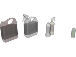 Spray Bottles 3D Model