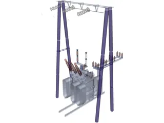 Electric High-voltage Transformers 3D Model