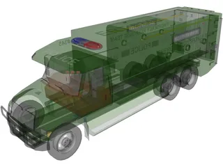 International Police Truck 3D Model