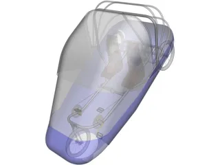 Human/electric side by side recumbent vehicle 3D Model