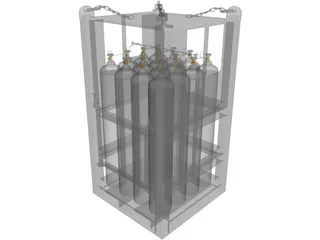 Offshore Gas Cylinder Rack 3D Model