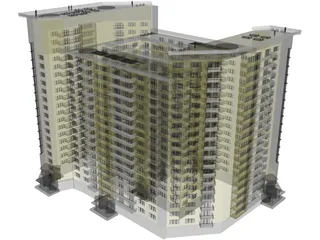 Inhabited high-rise building 3D Model