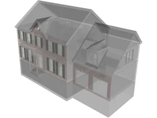 House with 2 Separate Garages 3D Model