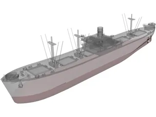 Cargo Ship WWII 3D Model