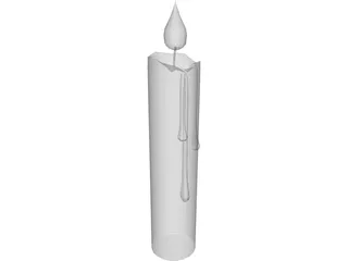 Candle With Wax Spilled 3D Model