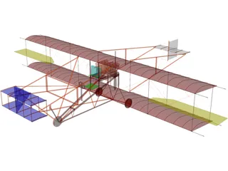 Biplane Curtis Pusher 3D Model