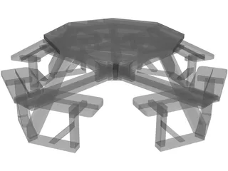 Octogonal Garden Table 3D Model