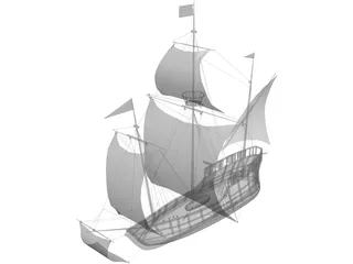 Caravel Sailing Ship 3D Model