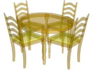 Table with Chairs 3D Model