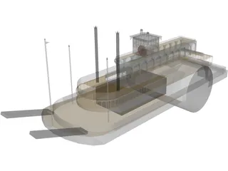 Steamboat SideWheel (1900) 3D Model